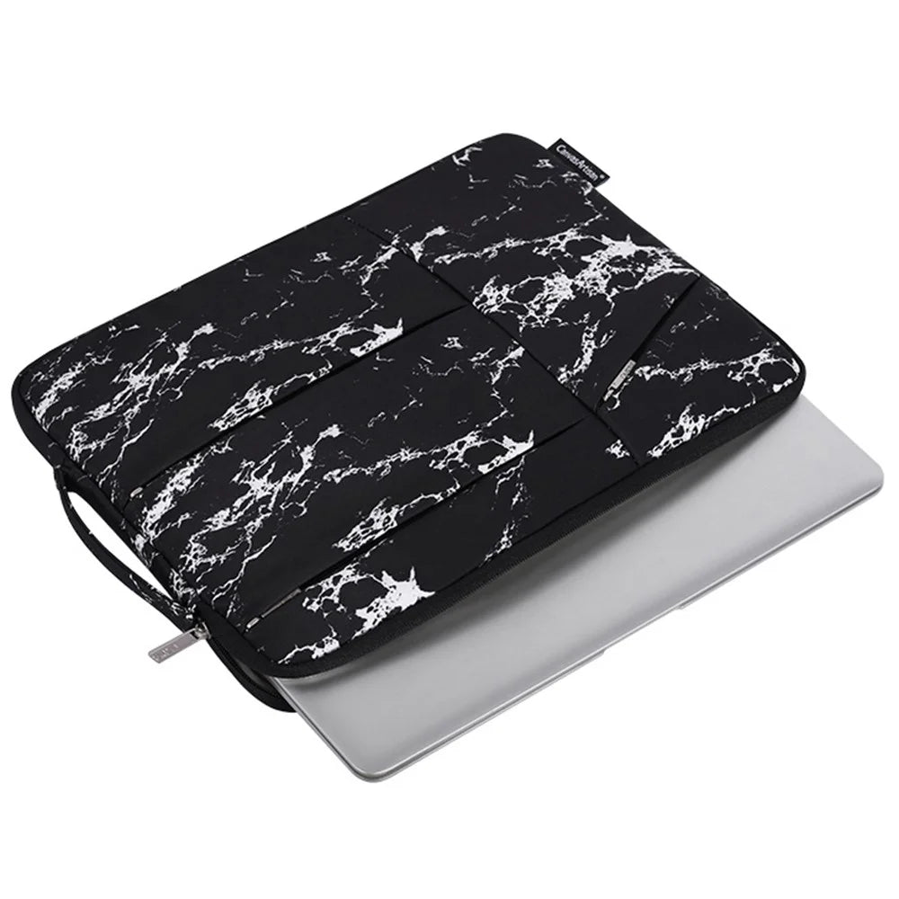 CANVASARTISAN H32-58 Waterproof Sleeve Bag for 11 inch Laptops Portable Slim Case with 3-Pouches/Handle Strap Notebook Anti-Scratch Carry Case - Black - 3