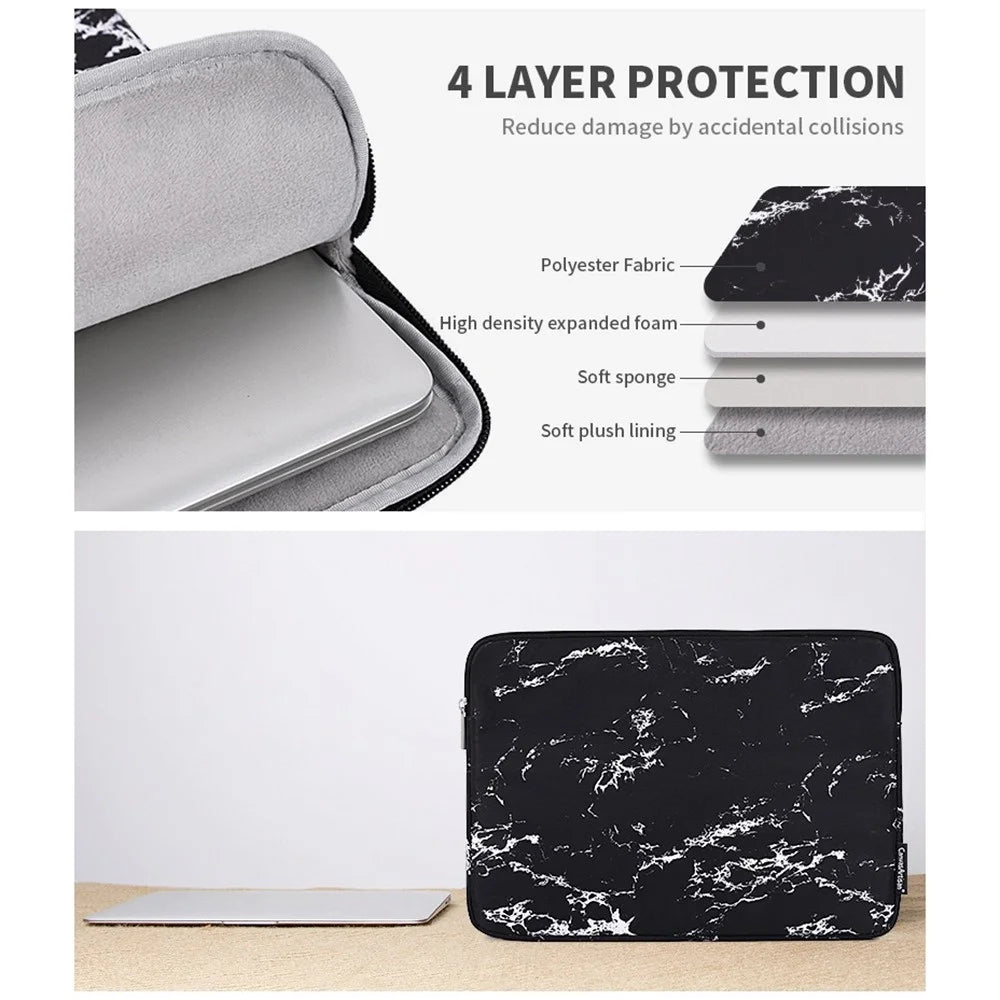 CANVASARTISAN H32-01 Portable Carry Case for 14 inch Laptops Marble Pattern Waterproof Sleeve Bag Shockproof Notebook Slim Case - Yellow/Black - 6