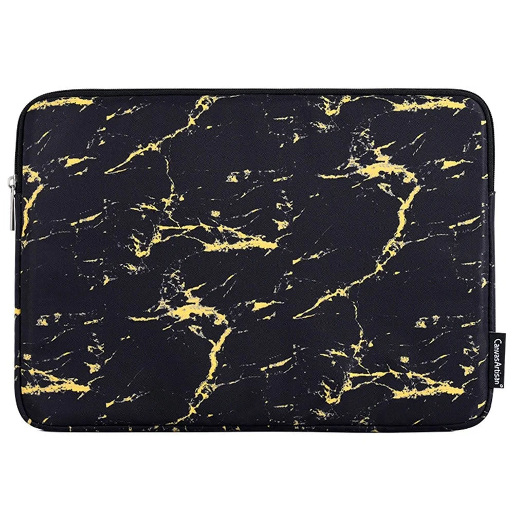 CANVASARTISAN H32-01 Anti-Scratch Sleeve Bag for 11 inch Laptops Marble Pattern Carry Case Shockproof Notebook Zippered Storage Bag - Yellow/Black - 1