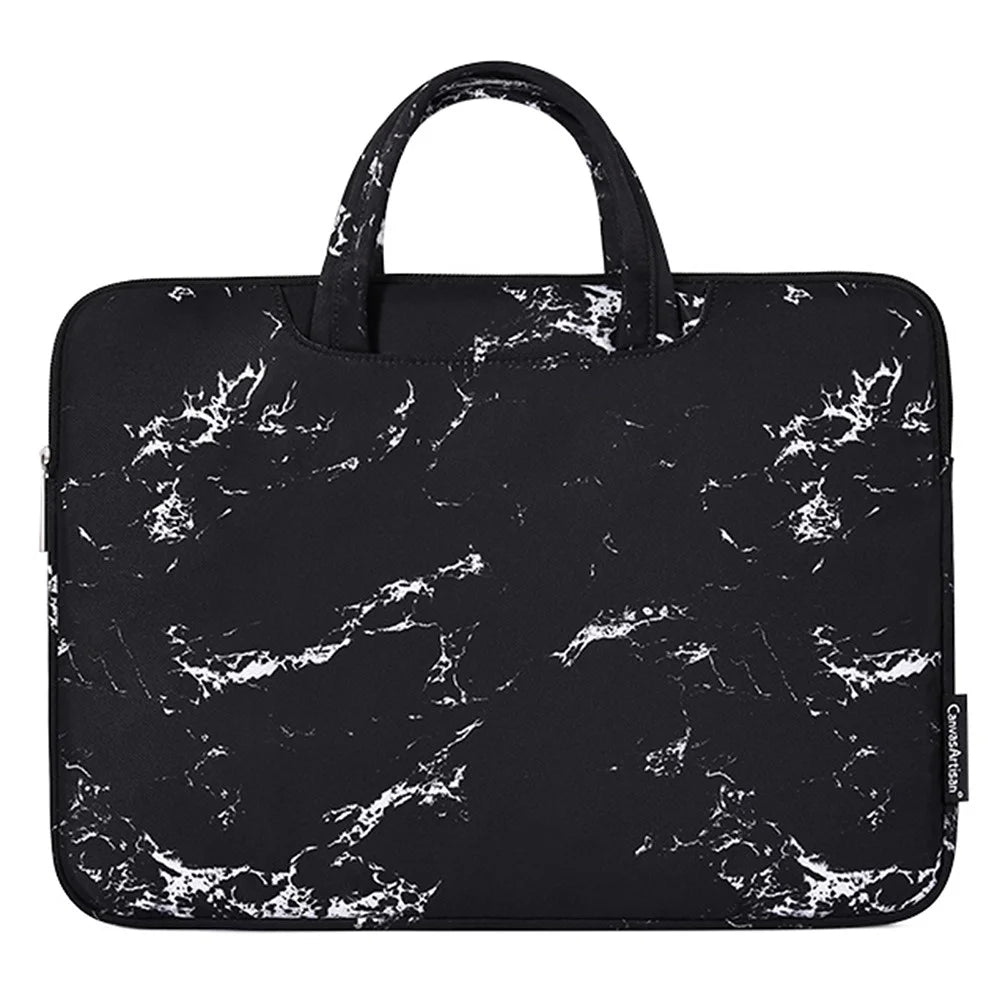 CANVASARTISAN H32-B01 Marble Pattern 15-inch Zipper Laptop Bag Computer Notebook Carrying Pouch Handbag - Black - 1