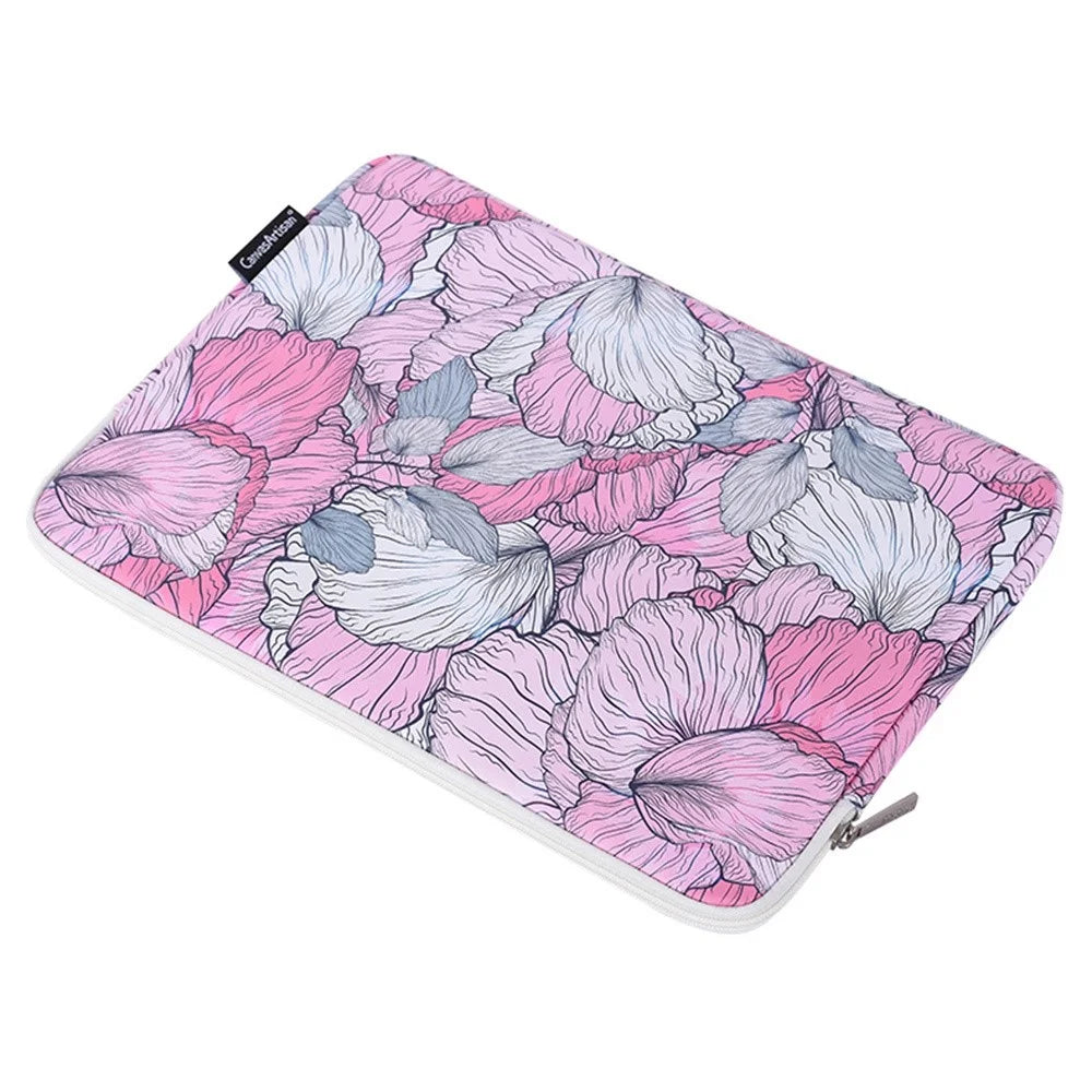 CANVASARTISAN G56-T0111 13-inch Laptop Sleeve Flower Printed PU Leather Carrying Case with Small Bag - 5