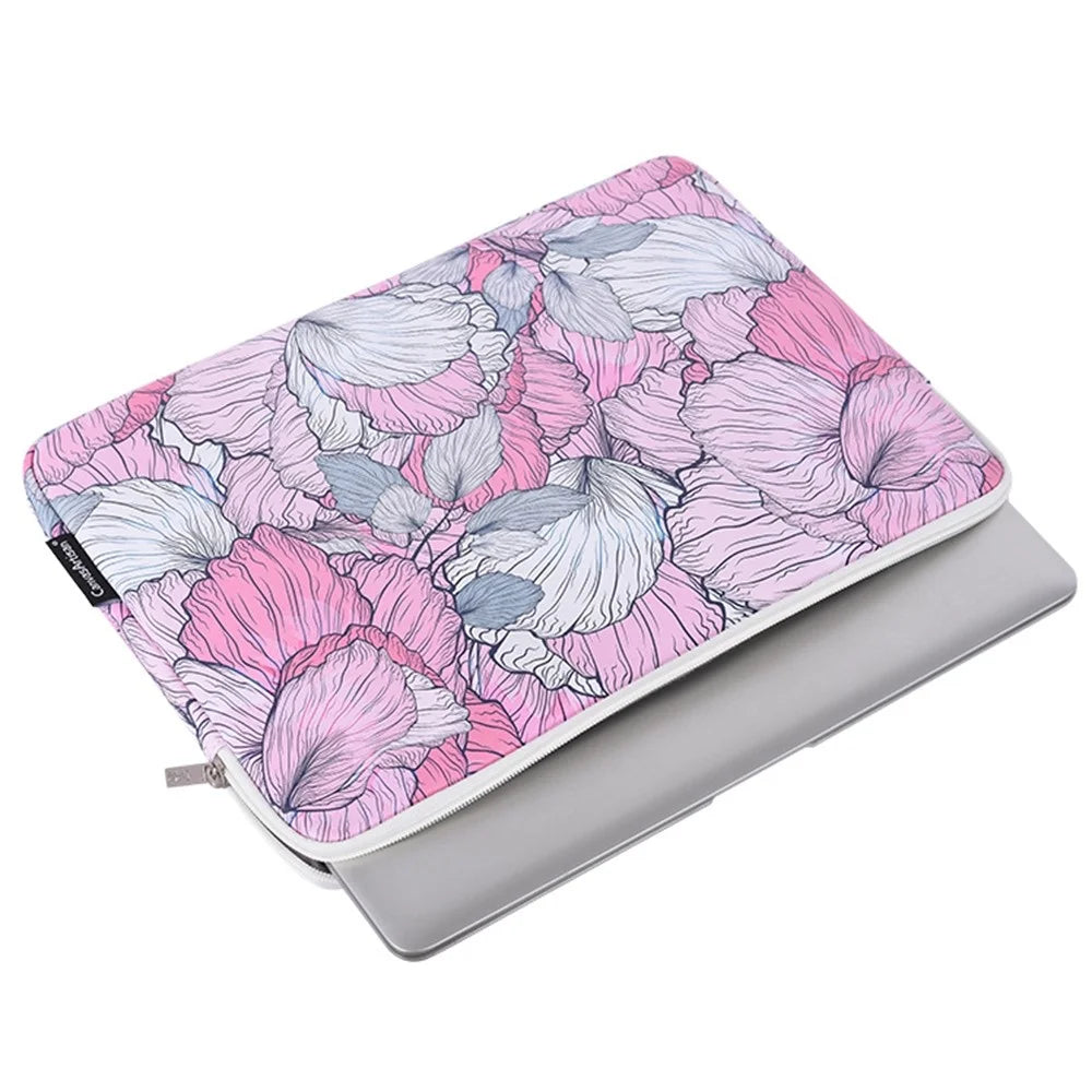 CANVASARTISAN G56-T0111 14-inch Notebook Carrying Case Flower Printed Ultra Slim PU Leather Laptop Sleeve - 2