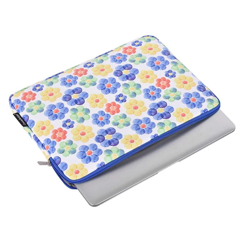 CANVASARTISAN G51-T0121 2Pcs/Set Big Flower Watercolor Painting PU Notebook Bag 15-inch Zipper Laptop Sleeve + Small Bag - 2
