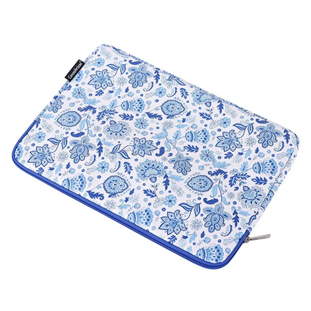 CANVASARTISAN G54-01 Shockproof PU Leather Storage Bag for 15-inch Laptops Anti-scratch Carry Case Flower Pattern Printed Portable Sleeve Bag - 5
