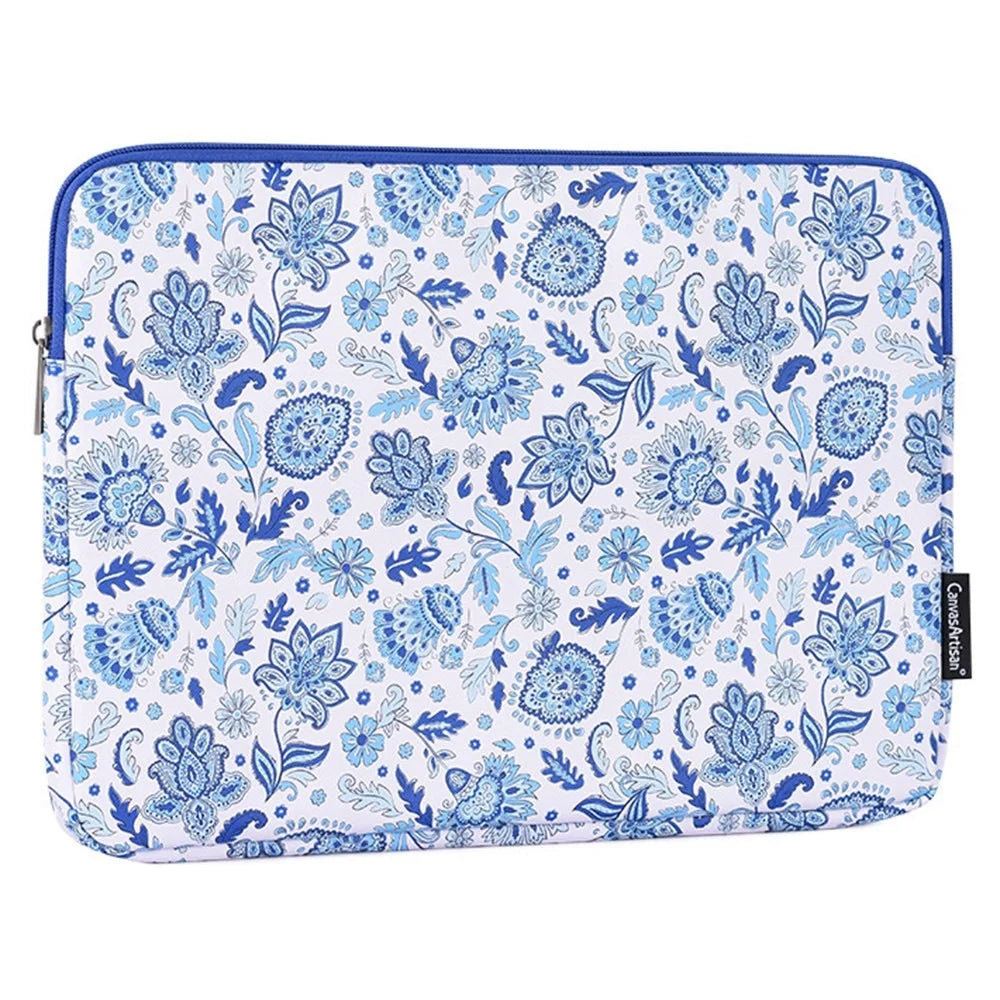 CANVASARTISAN G54-01 Flower Pattern Printed Anti-drop Sleeve Bag for 11-inch Laptops Portable PU Leather Carry Case Shockproof Storage Bag - 4