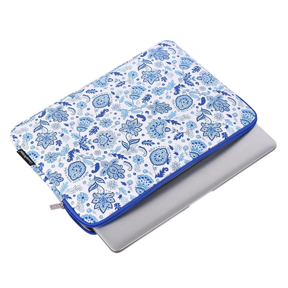 CANVASARTISAN G54-01 Flower Pattern Printed Anti-scratch Sleeve Bag for 12-inch Laptops Shockproof PU Leather Carry Case Portable Storage Bag - 2