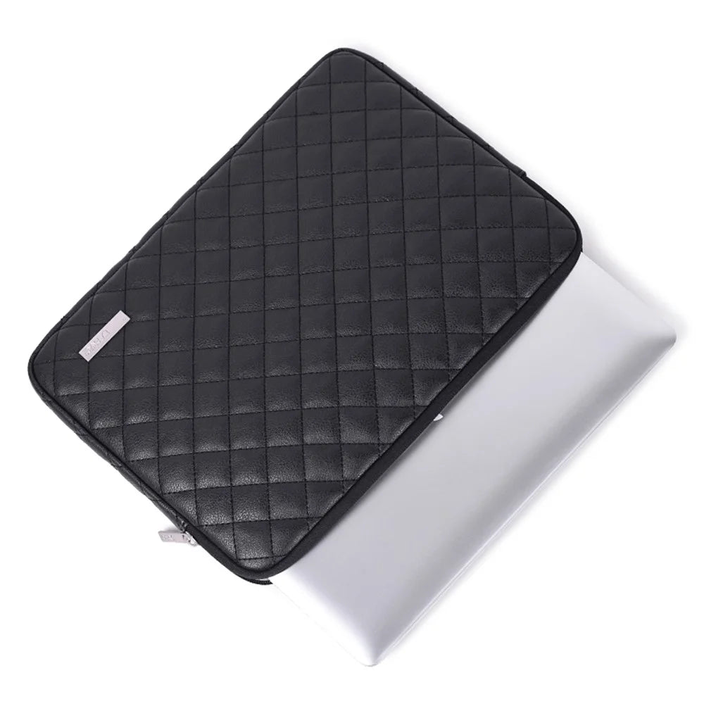 CANVASARTISAN L19-04 Rhombus Texture 15-inch Notebook Laptop Sleeve Cover PU Protective Case - Black - 7