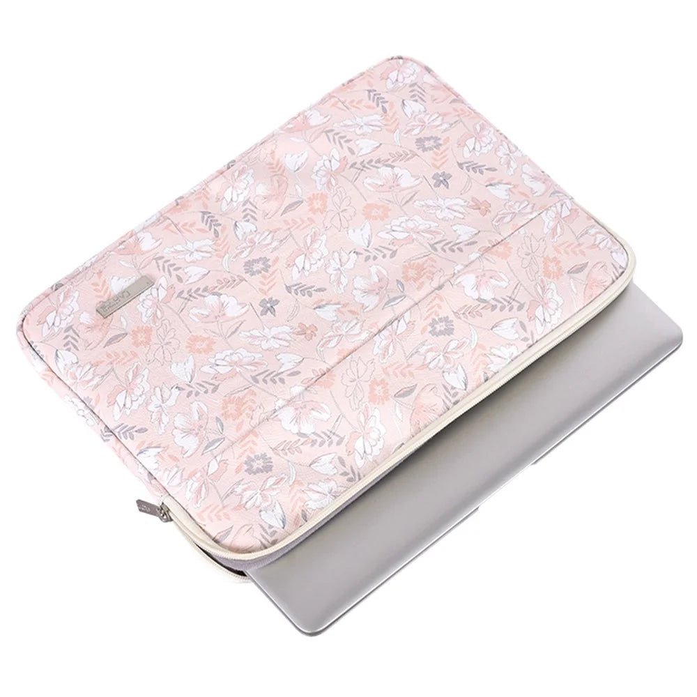 CANVASARTISAN G4-11 Flower Printed PU Leather Sleeve Bag for 12-inch Laptops Portable Carry Case with Outer Pouch Shockproof Storage Bag - 2