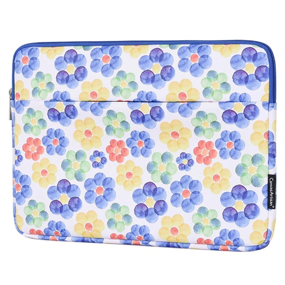 CANVASARTISAN G51-11 PU Leather Laptop Sleeve Bag Flower Pattern Printing 12-inch Notebook Zipper Carrying Pouch - 3