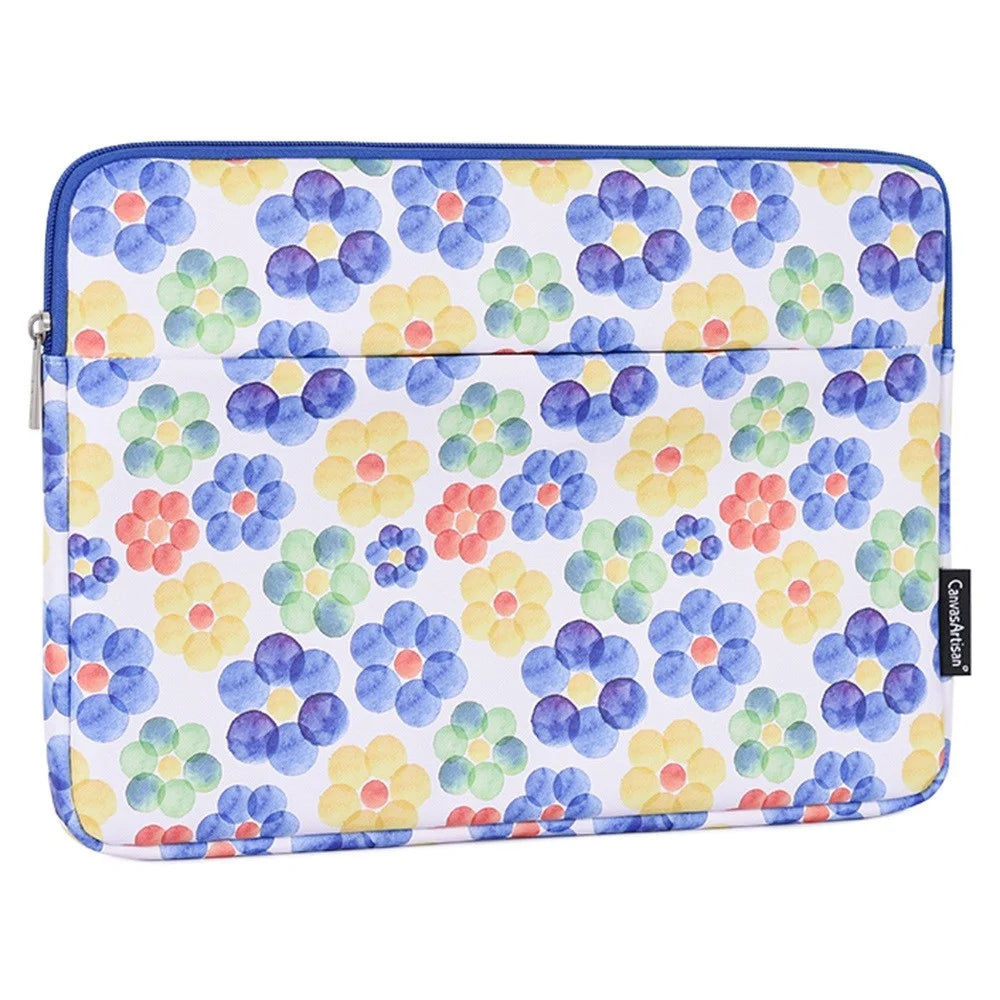 CANVASARTISAN G51-11 PU Leather Laptop Sleeve Bag Flower Pattern Printing 12-inch Notebook Zipper Carrying Pouch - 4