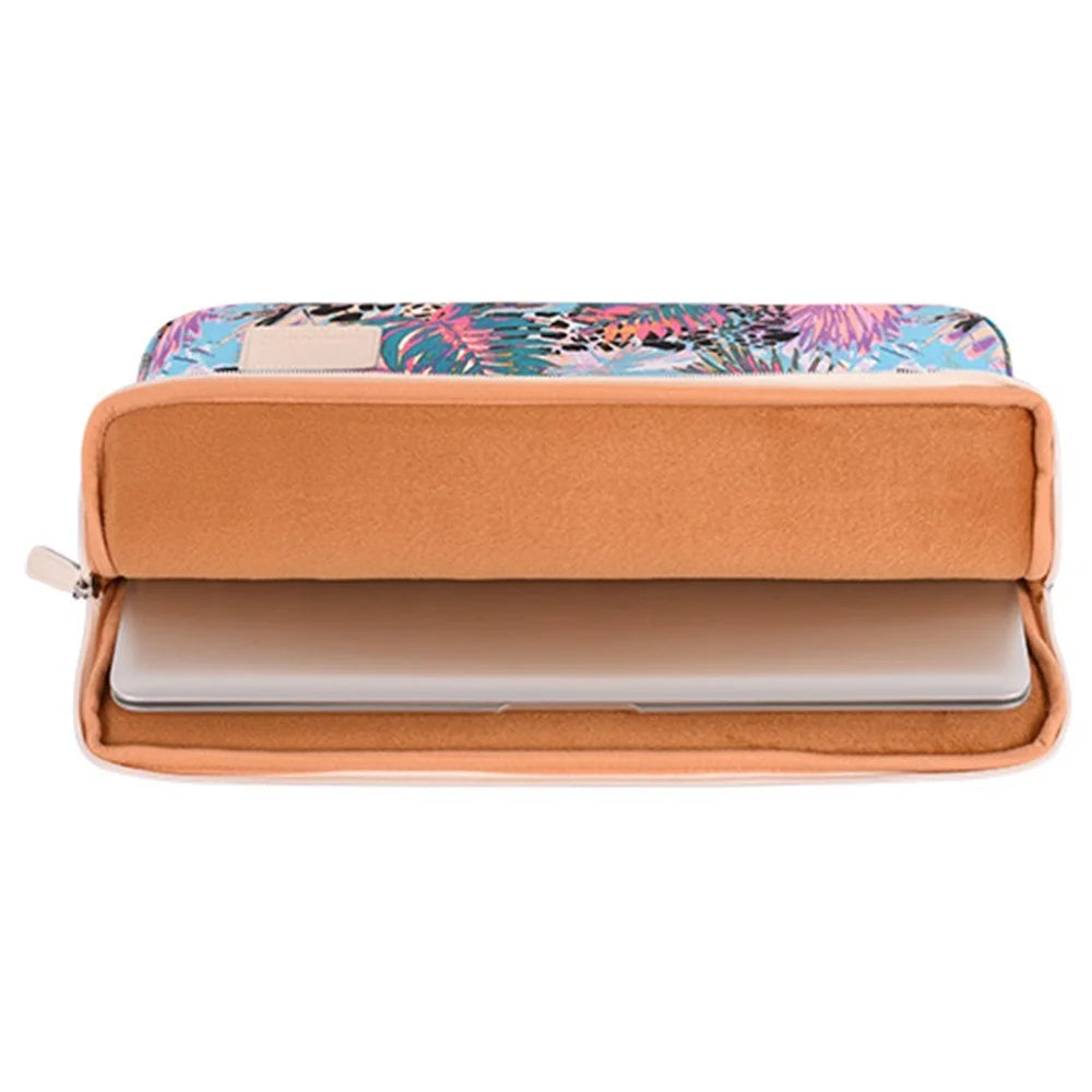 CANVASARTISAN T50 Leaves Pattern Printed Portable Sleeve Bag for 15-inch Laptops Shockproof Slim Carry Case Anti-drop Canvas Bag - 5