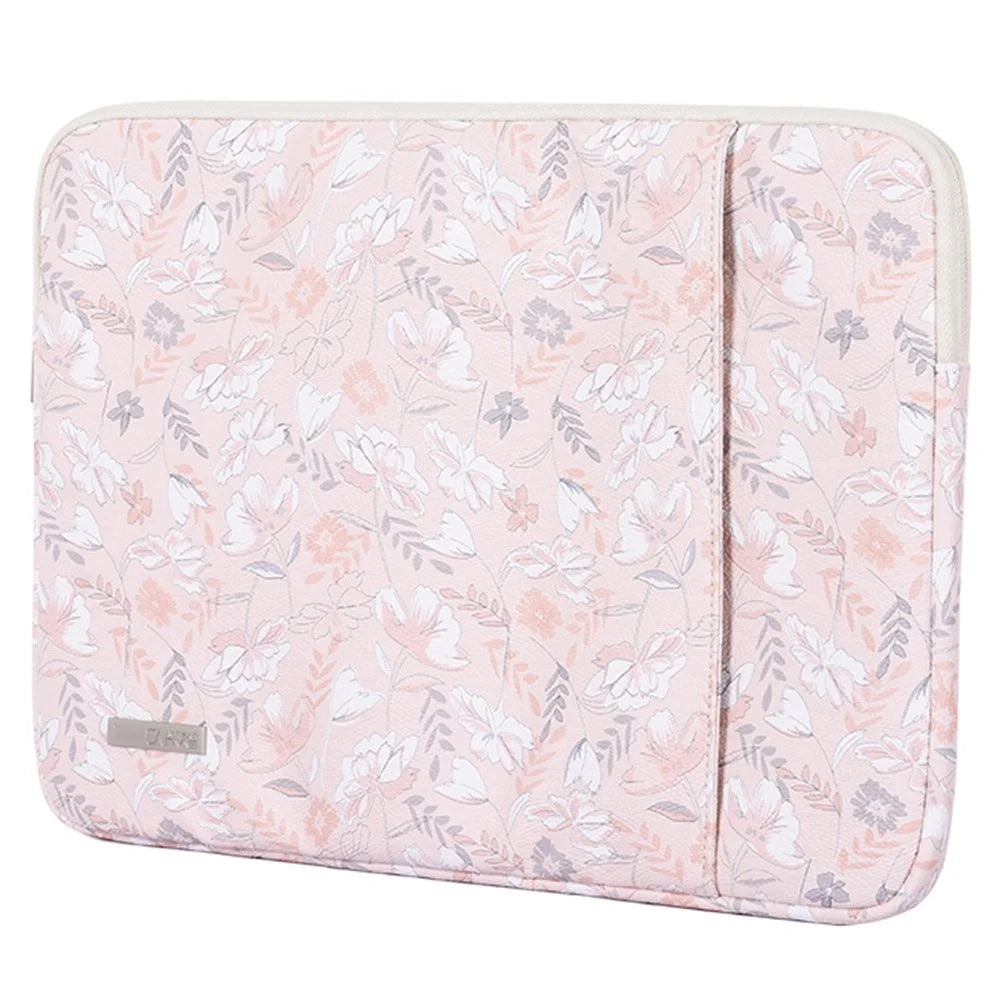 CANVASARTISAN G4-19 Flower Printed PU Leather Storage Bag for 12-inch Laptops Portable Carry Case with Outer Vertical Pouch Shockproof Sleeve Bag - 4