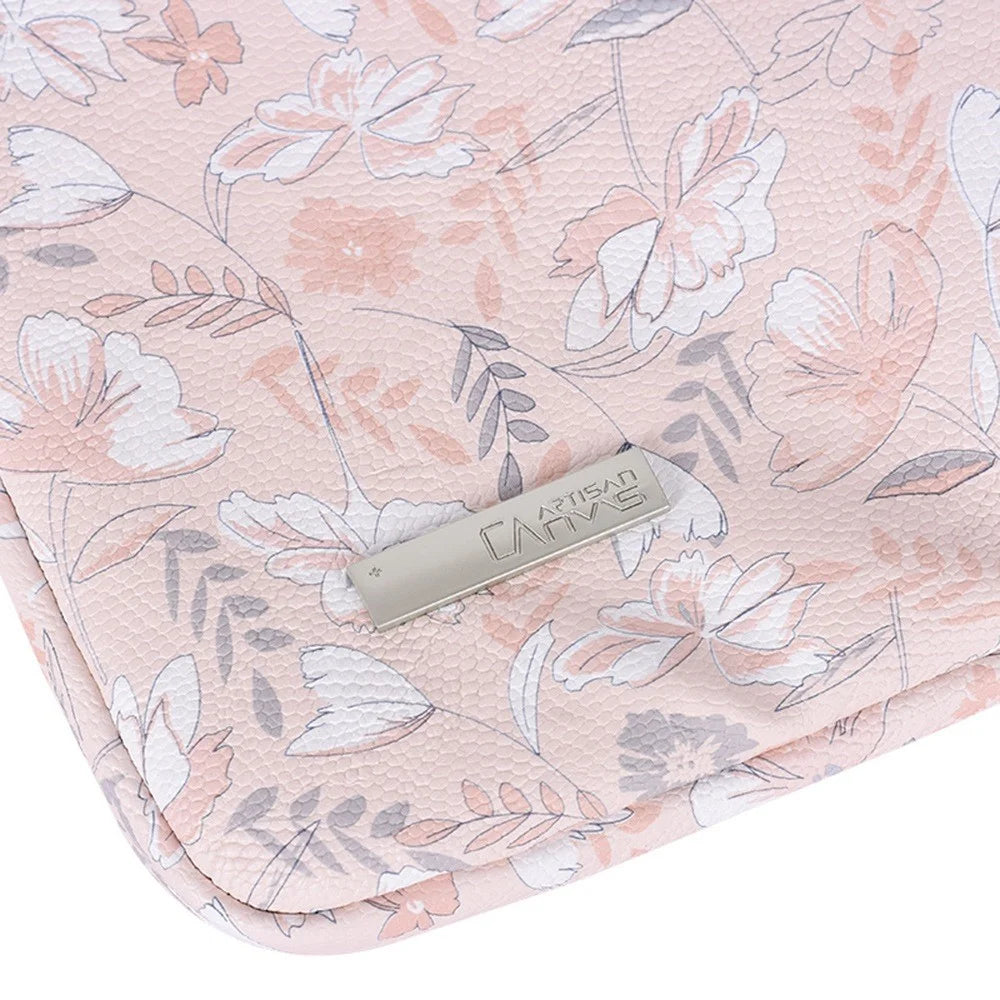 CANVASARTISAN G4-19 Flower Printed PU Leather Storage Bag for 12-inch Laptops Portable Carry Case with Outer Vertical Pouch Shockproof Sleeve Bag - 7
