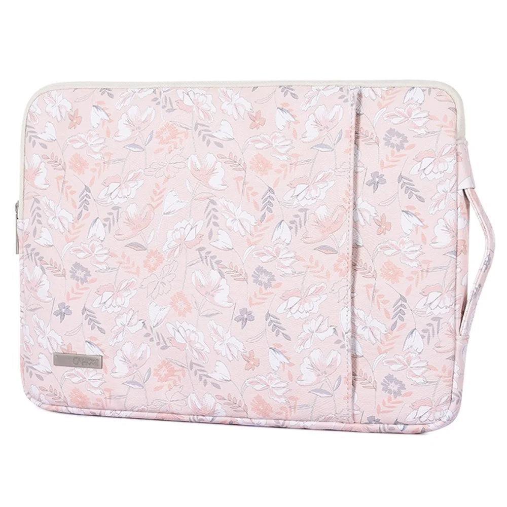CANVASARTISAN G4-89 Flower Printed PU Leather Carry Case with Handle Strap for 11-inch Laptops Portable Storage Bag Shockproof Sleeve Bag with Outer Zippered Pouch - 3