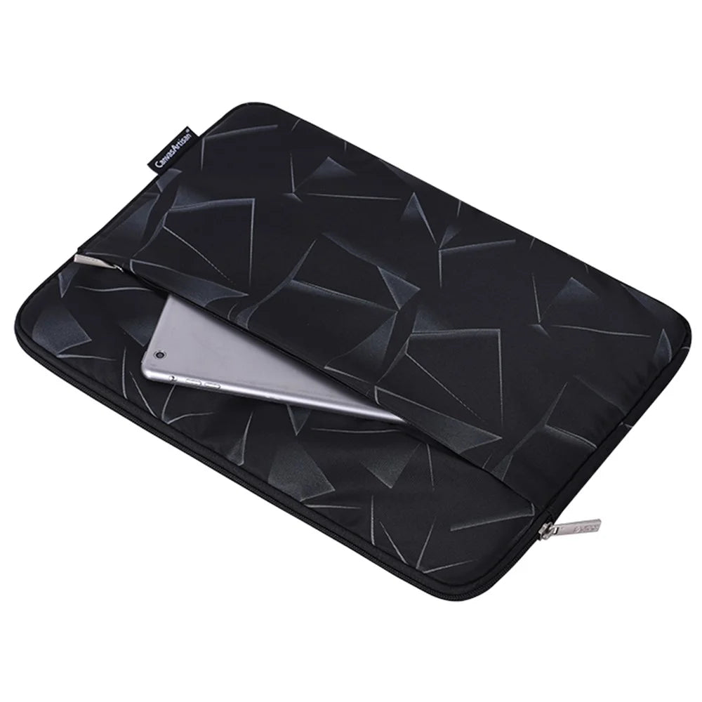CANVASARTISAN H6-11 Portable Sleeve Bag with Outer Pouch for 15-inch Laptops Triangle Geometric Pattern Printed Carry Case Notebooks Bag - 5