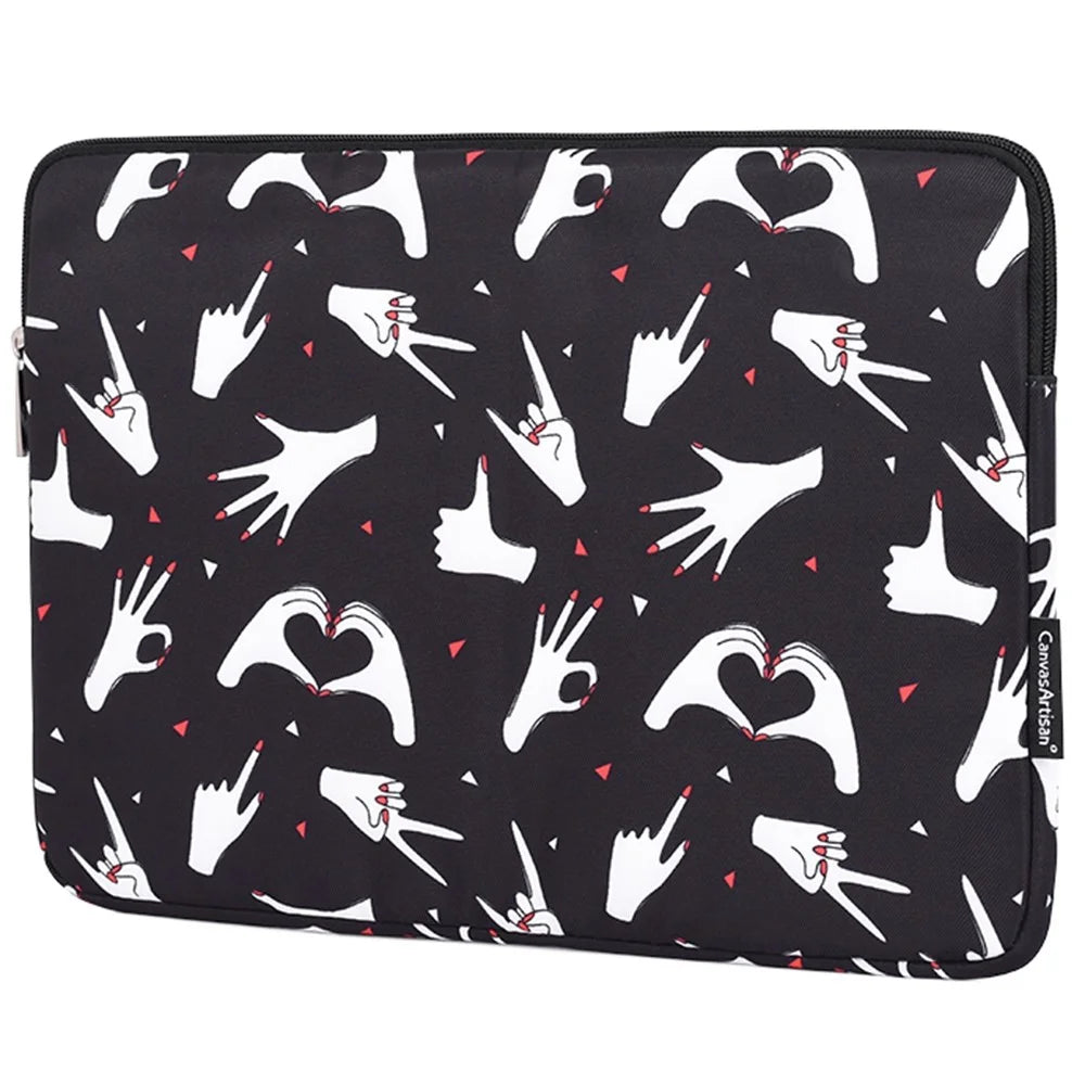 CANVASARTISAN H21-01 Fingers Pattern Printed Protective Sleeve Bag for 11-inch Laptops Portable Carry Case Slim Canvas Bag - 4