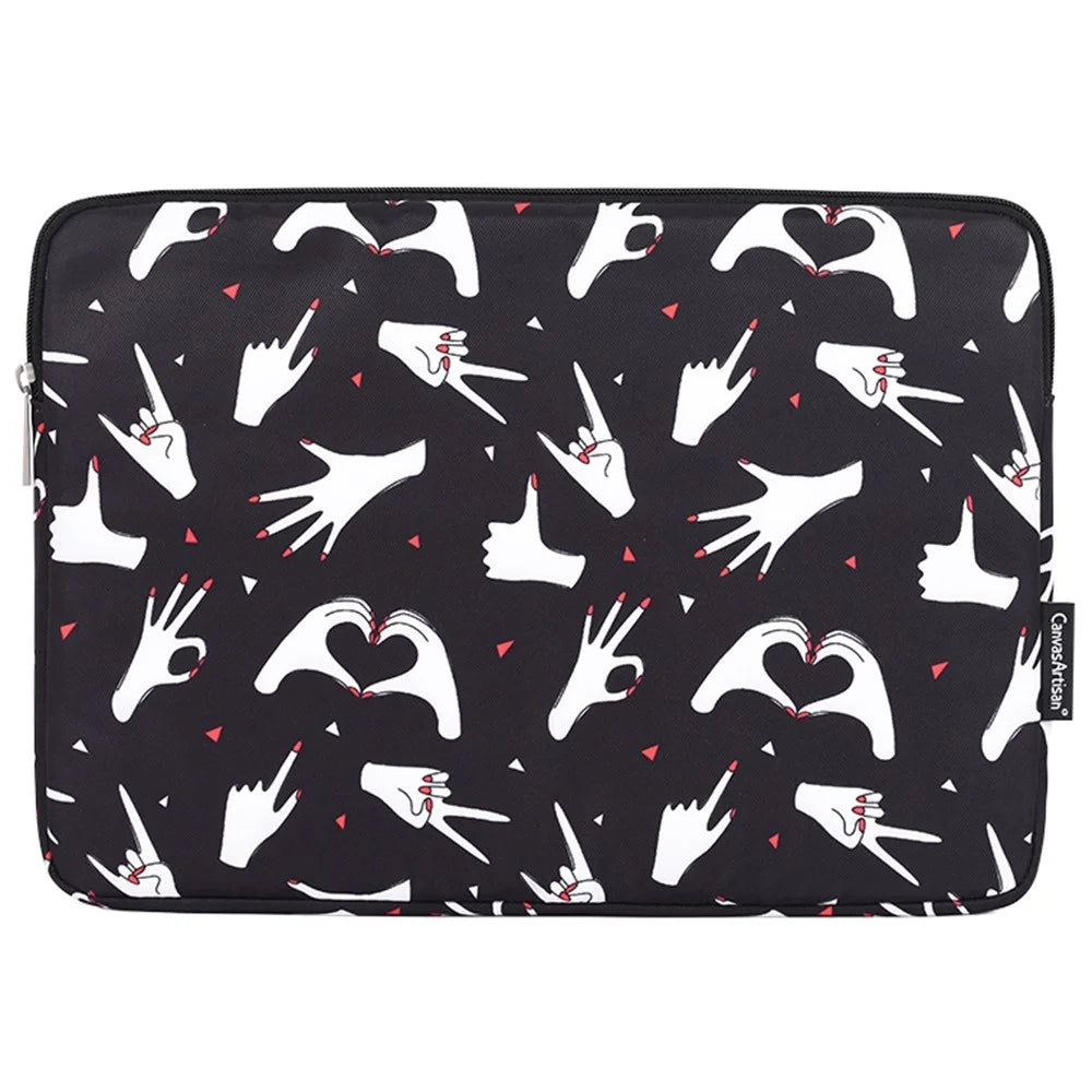 CANVASARTISAN H21-01 Fingers Pattern Printed Portable Sleeve Bag for 13-inch Laptops Carry Case Shockproof Notebooks Bag - 1