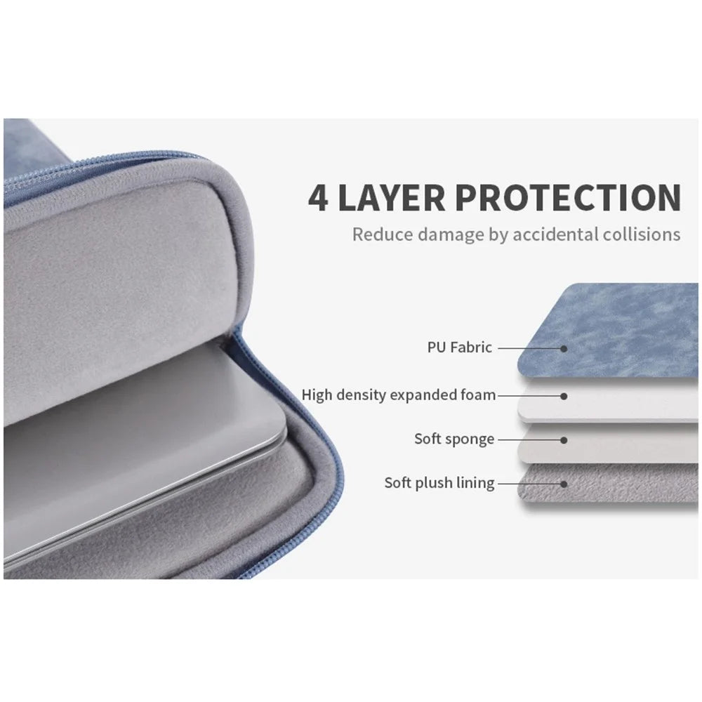 CANVASARTISAN L31-03 Anti-wear PU Leather Storage Bag for 15-inch Laptops Carry Case Portable Sleeve Bag - Blue - 5