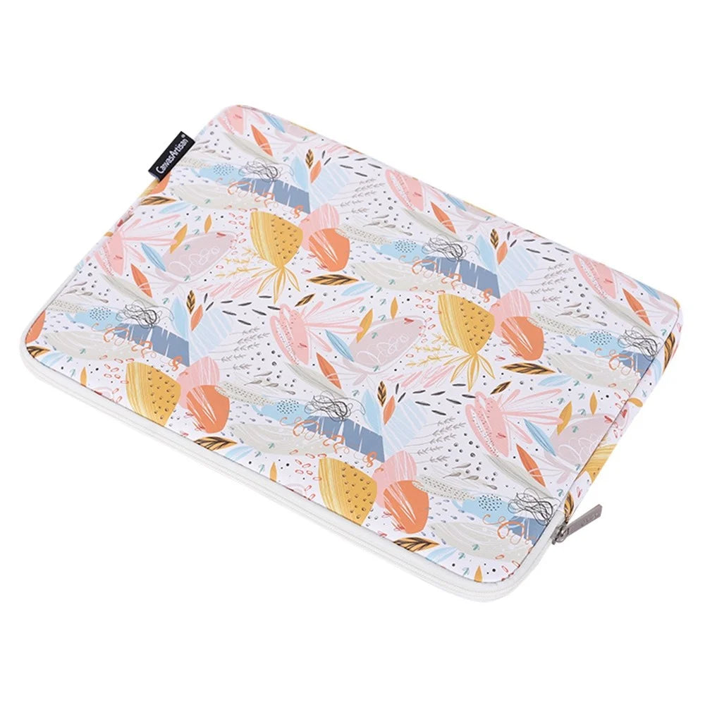 CANVASARTISAN G53-T0121 for 14-inch Notebook Flowered Patterned Anti-Drop Laptop Protective Bag Water Repellent Zippered PU Case Pouch + Small Bag Set - 5