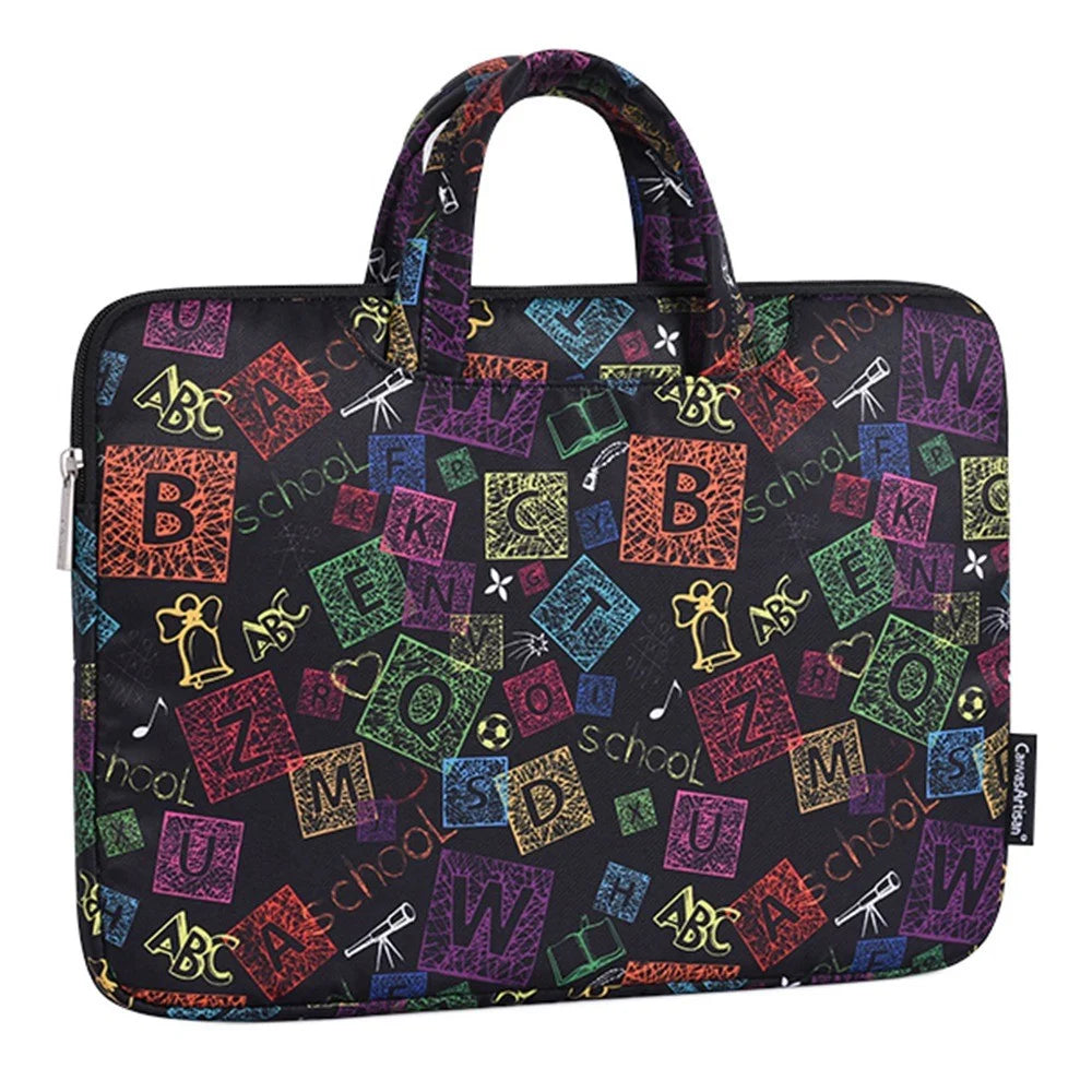 CANVASARTISAN H17-B01 for 13-inch Notebook Colorful Characters Patterned Polyester Carrying Briefcase Shock-Proof Handheld Laptop Handle Bag Protective Sleeve Bag - 3