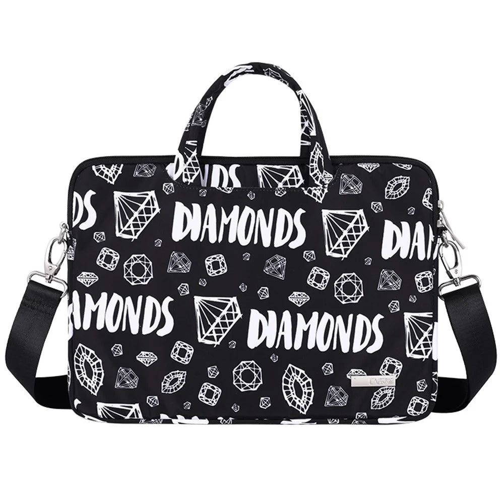 CANVASARTISAN H15-A01 14-inch Diamond Pattern Laptop Sleeve Shockproof Notebook Zipper Case with Shoulder Strap - 1