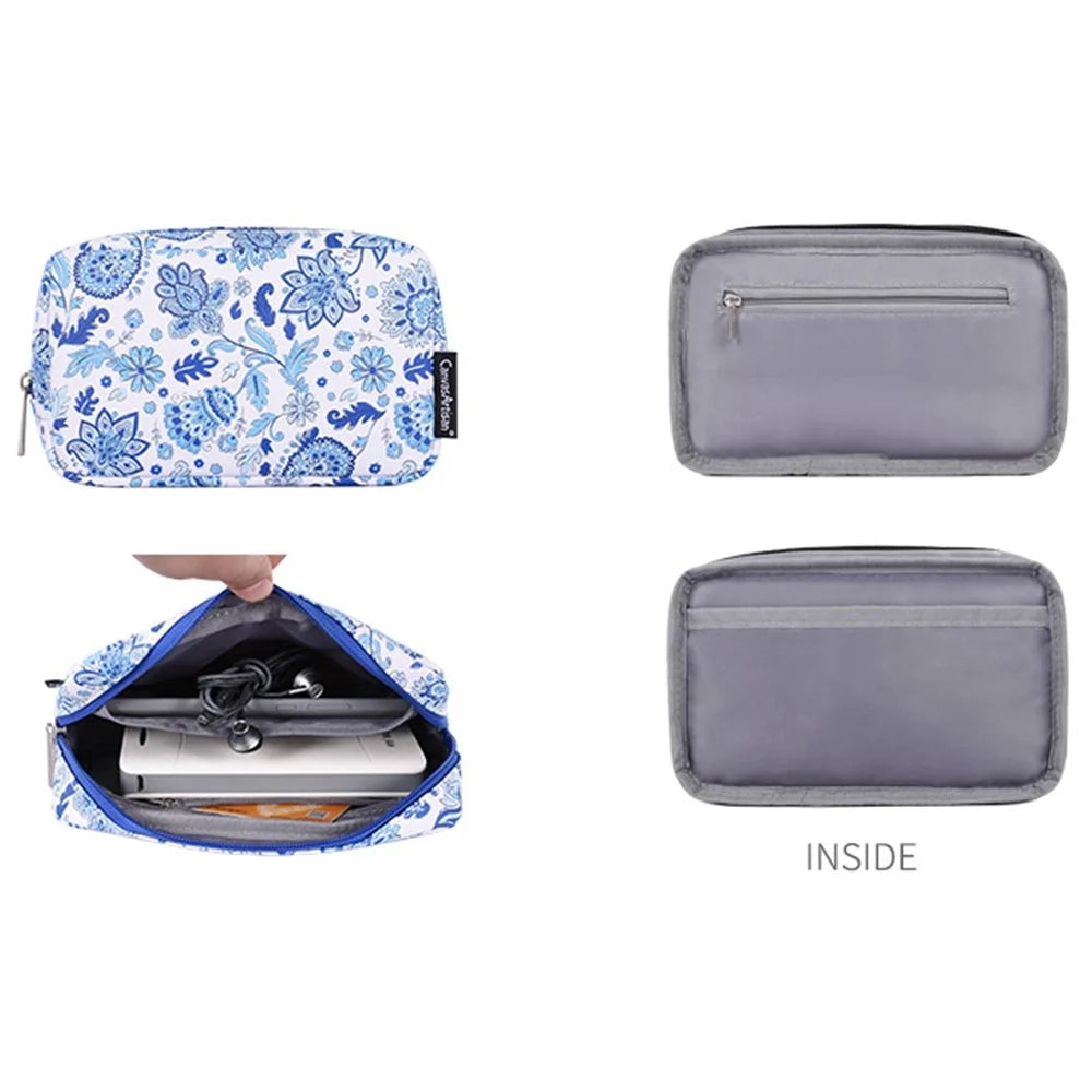CANVASARTISAN E54-T0111 13-inch Anti-scratch Laptop Sleeve Light Blue Flower Pattern Magnetic Flap Envelope Notebook Carrying Case + Small Bag - 6