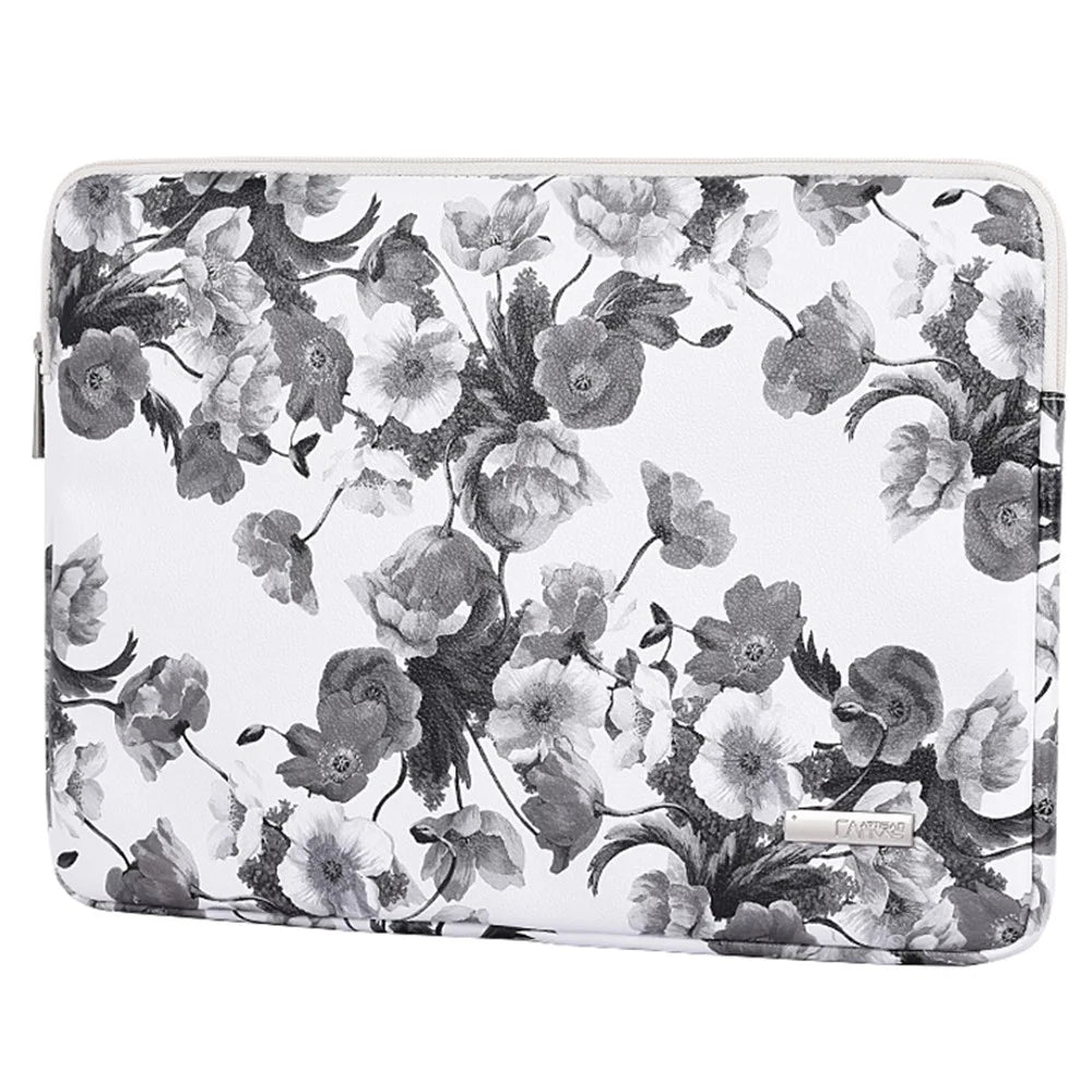 CANVASARTISAN G1-01 Flower Pattern Printed Sleeve Bag for 11-inch Laptops Portable PU Leather Carry Case Shockproof Storage Bag - 2