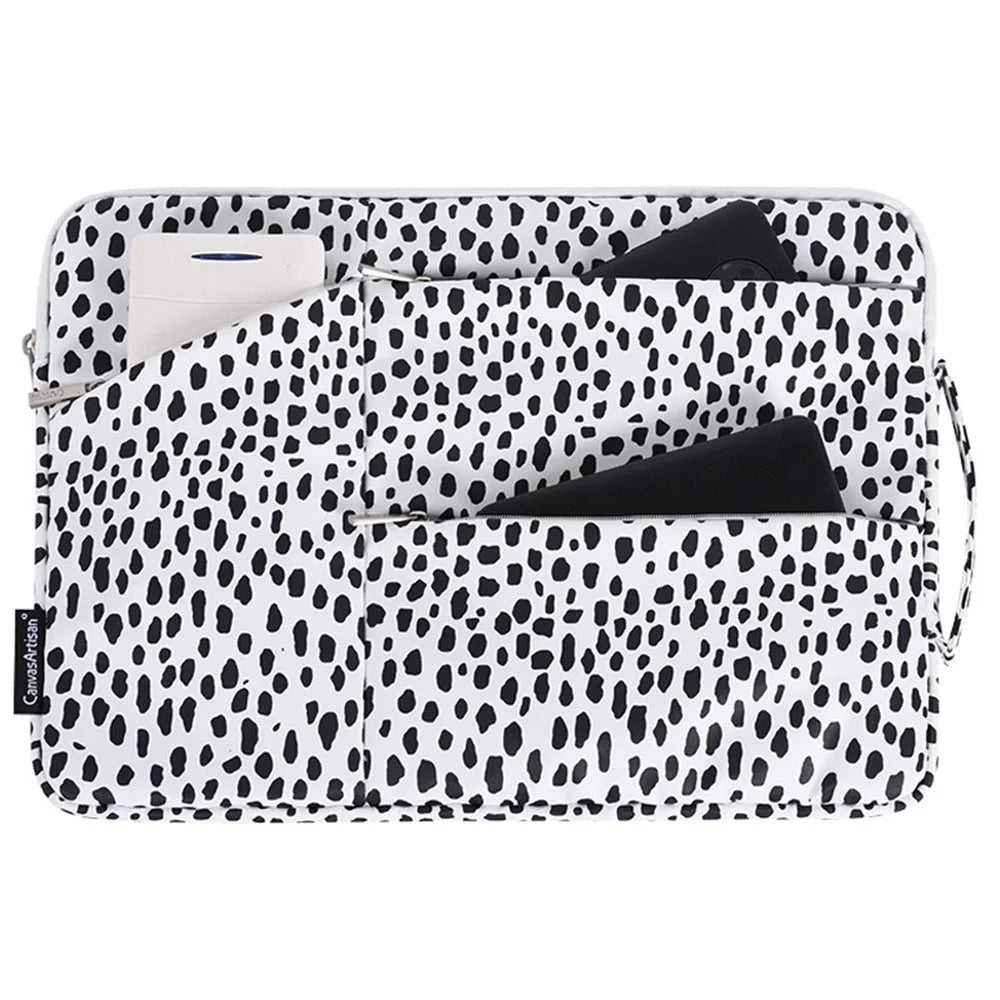 CANVASARTISAN H36-58 Cow Pattern Shockproof Sleeve Bag for 15 inch Laptops Anti-scratch Carry Case with 3 Outer Pouches - 1