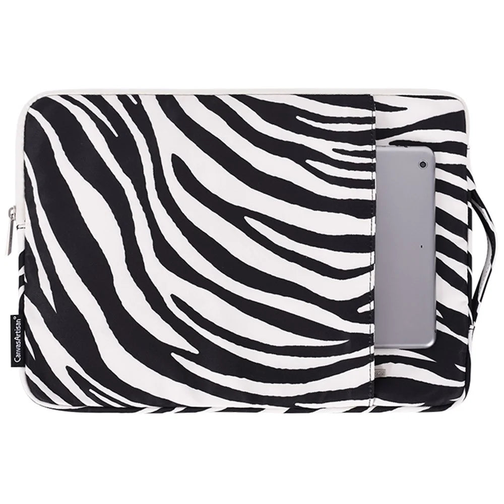 CANVASARTISAN H33-89 Zebra-stripe Pattern Shockproof Carry Case for 15 inch Laptops Scratch Resistant Notebook Sleeve Bag with Handle Strap / Vertical Pouch - 1