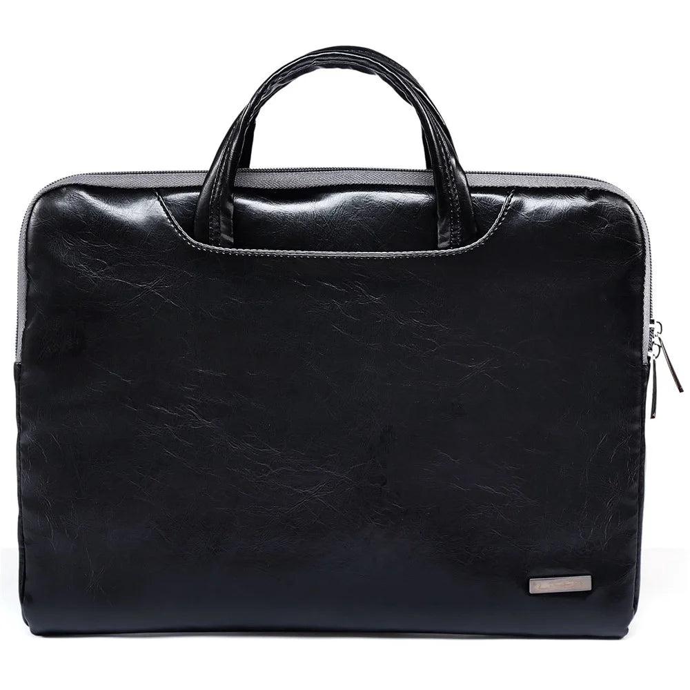 LISEN 11.6 Inch Laptop Bag Business Style PU Leather Laptop Sleeve Case with Handle Strap - Black - 1