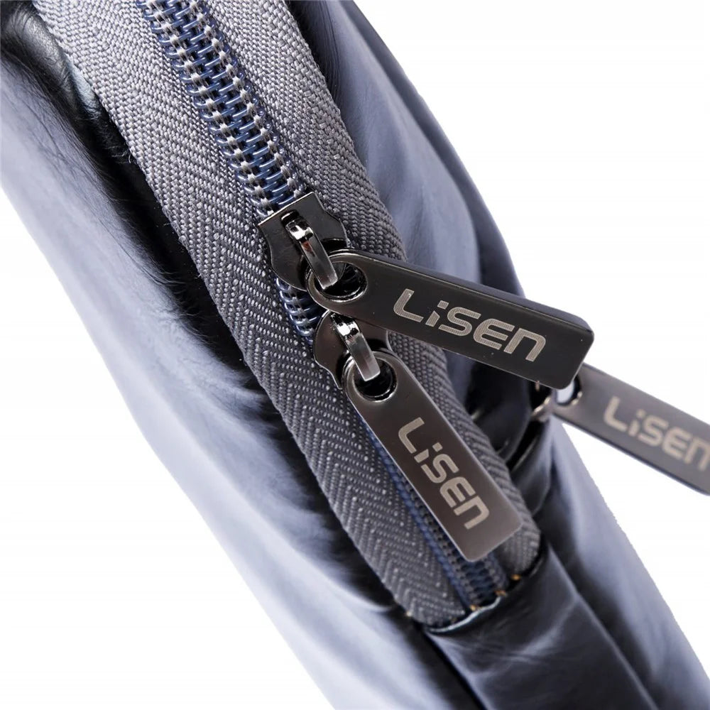 LISEN 13.3 Inch Laptop Case Smooth PU Leather Laptop Sleeve Durable Computer Carrying Bag with Handle Strap - Black - 6