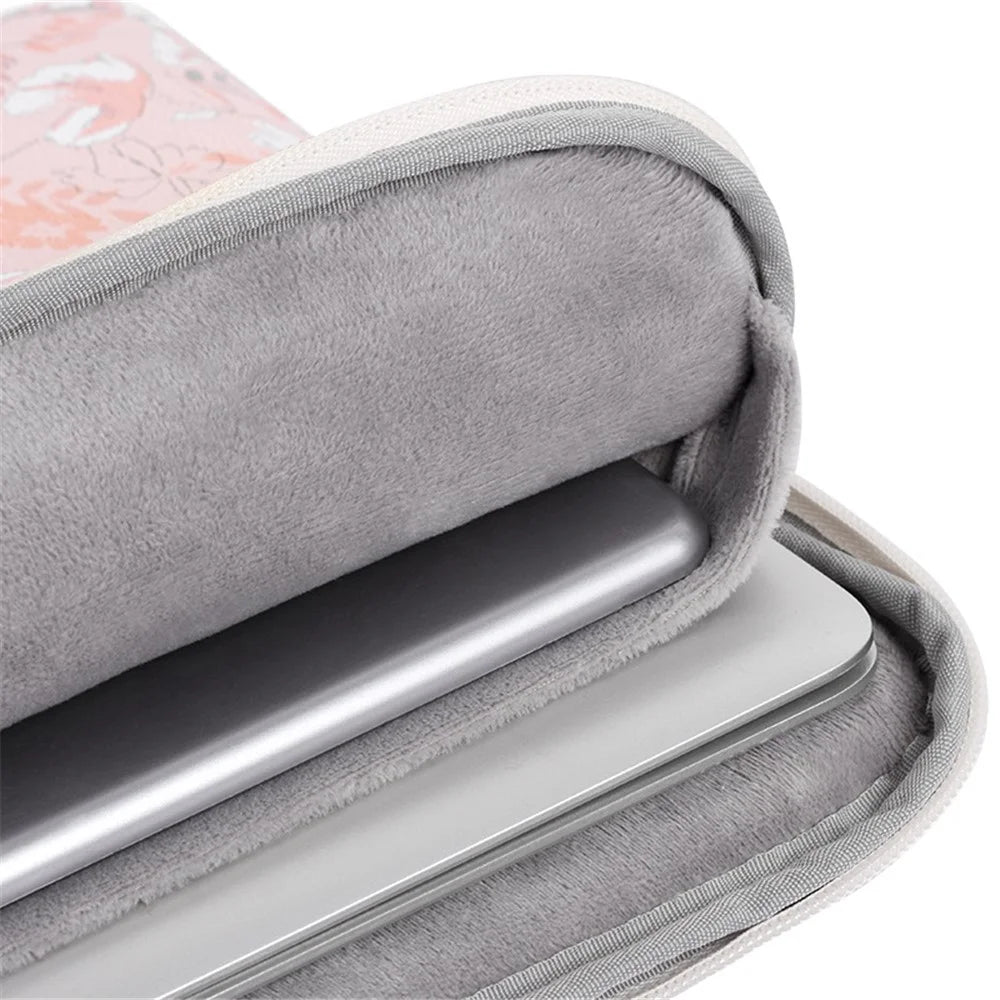 CANVASARTISAN G4-01 14-inch Notebook Splash Proof Protective Sleeve Flower and Leaves Print Laptop Portable Zipper Bag - 4