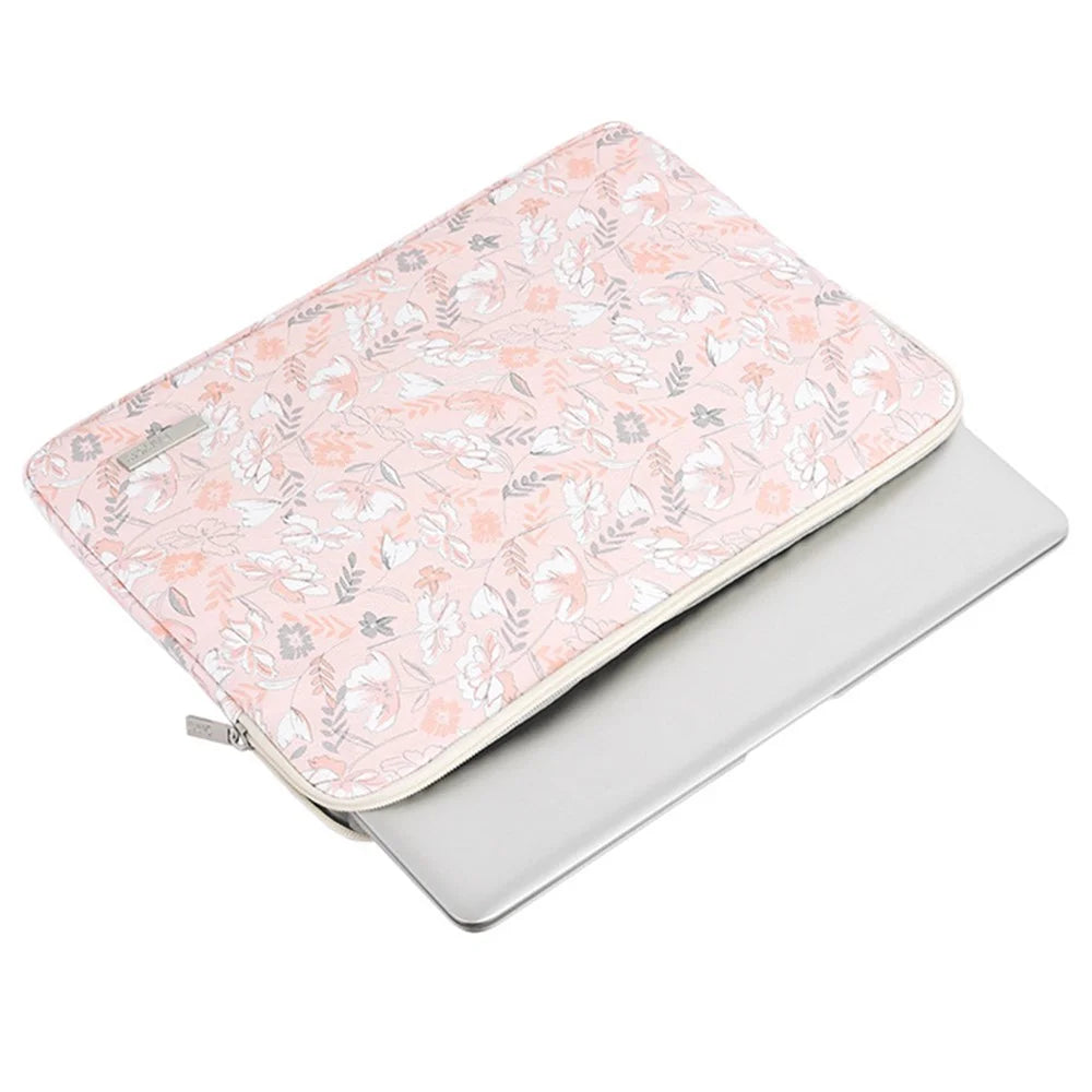 CANVASARTISAN G4-01 15-inch Laptop Shockproof Zipper Bag Flower and Leaves Print PU Leather Notebook Protective Sleeve - 4
