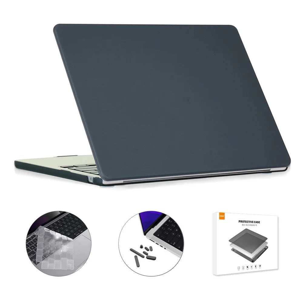 ENKAY HAT PRINCE for MacBook Air 13 inch (2026) A3449 / (2025) A3240 / (2024) A3113 / (2022) A2681 Case + Ultra Slim TPU Keyboard Film - Black - 1