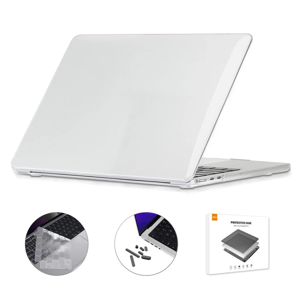 ENKAY HAT PRINCE for MacBook Air 13 inch (2026) A3449 / (2025) A3240 / (2024) A3113 / (2022) A2681 (A2681)(EU) Crystal Laptop Cover + Slim TPU Keyboard Film - White - 1