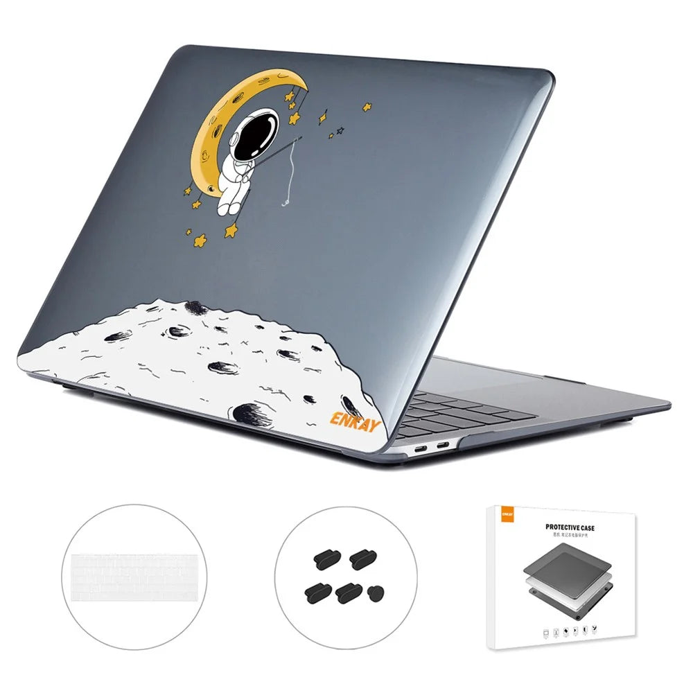 ENKAY HAT PRINCE For MacBook Pro 13 inch (2016) A1706 / (2018) A1989 / (2019) A2159 (US Version) Astronaut Pattern Shockproof Laptop Case with TPU Keyboard Cover + Dust-Proof Plugs - Astronaut No.3 - 1