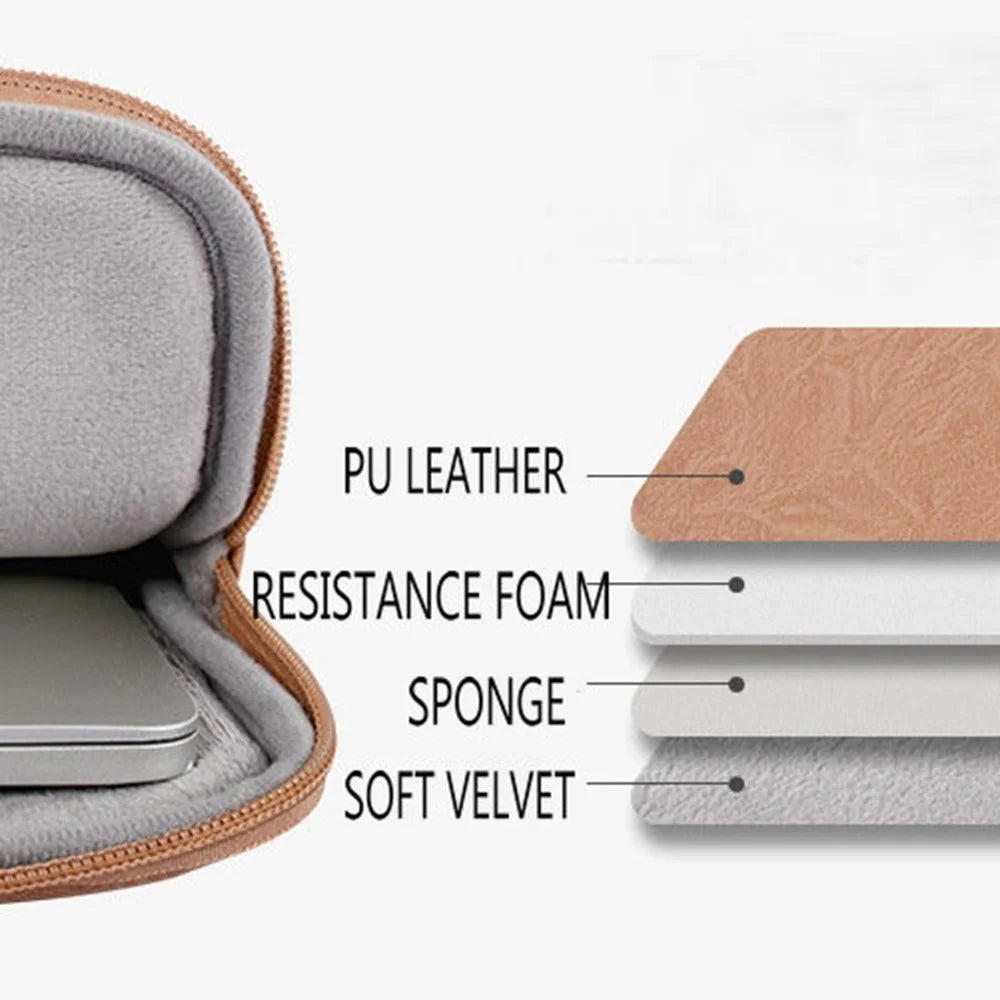 CANVASARTISAN L38-T0621 12-inch Laptop Sleeve Ultra-slim PU Leather Notebook Computer Protection Storage Bag with Small Pouch - Khaki - 2