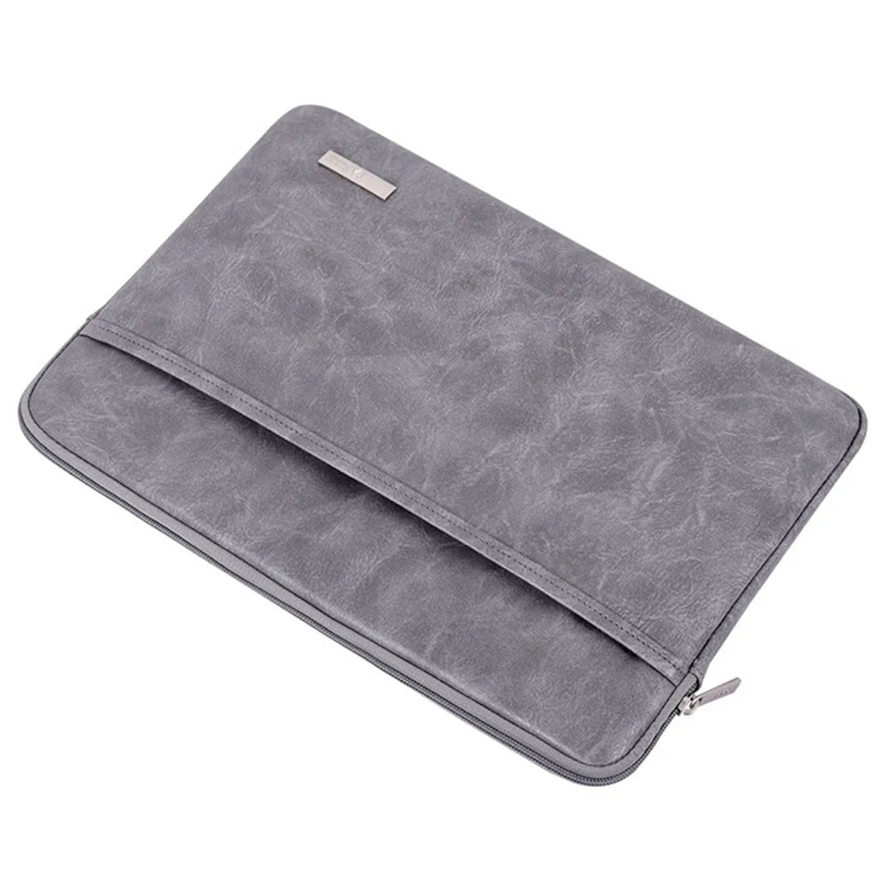 CANVASARTISAN  L38-06 Portable Sleeve Bag for 13 inch Laptop PU Leather Carrying Case Anti-Scratch Notebook Slim Bag - Grey - 6