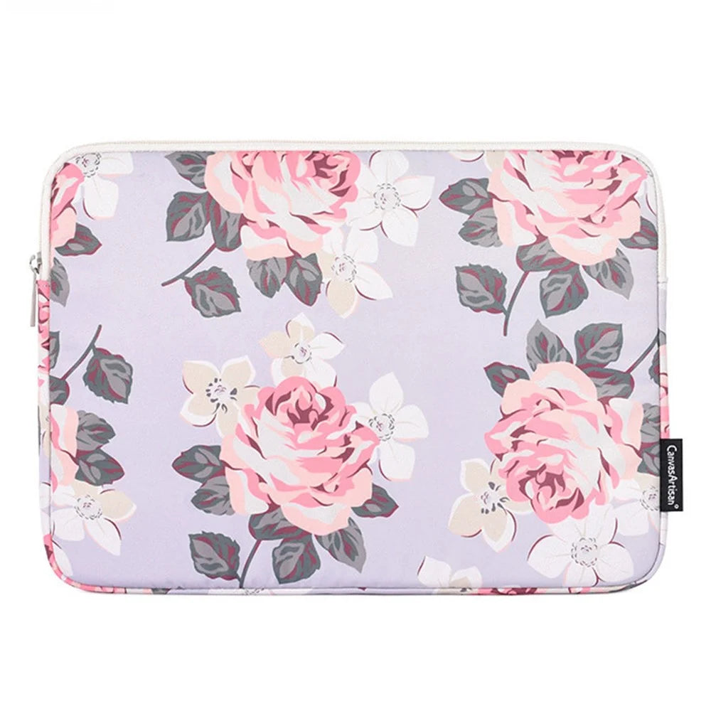 CANVASARTISAN H40-01 Protective Carrying Case Portable Sleeve Bag for 13-inch Laptops Rose Pattern Printed Storage Bag - Grey - 1