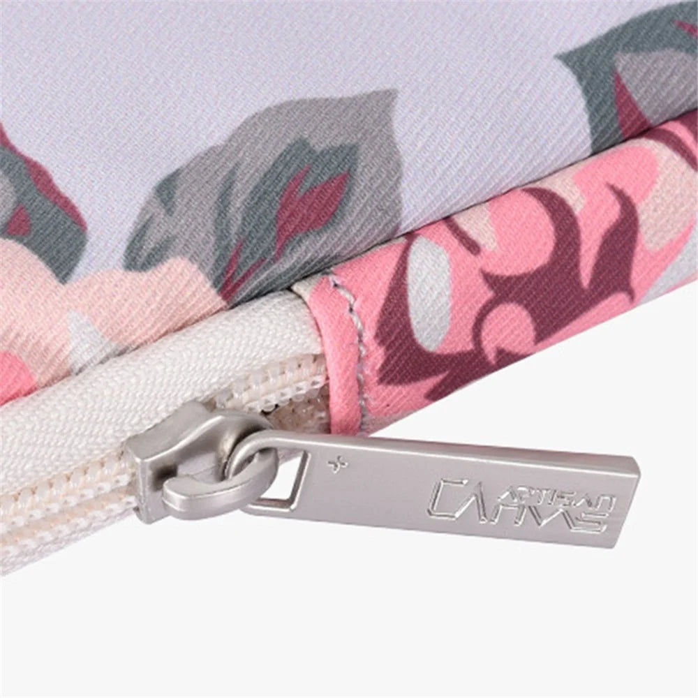 CANVASARTISAN H40-01 Shockproof Sleeve Bag for 15-inch Laptops Portable Carrying Case Rose Pattern Printed Storage Bag - Grey - 5
