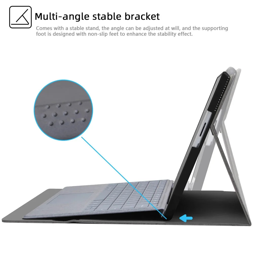 For Microsoft Surface Pro 9 Microfiber Leather Tablet Case Flip Stand Protective Cover with Pen Holder - 3