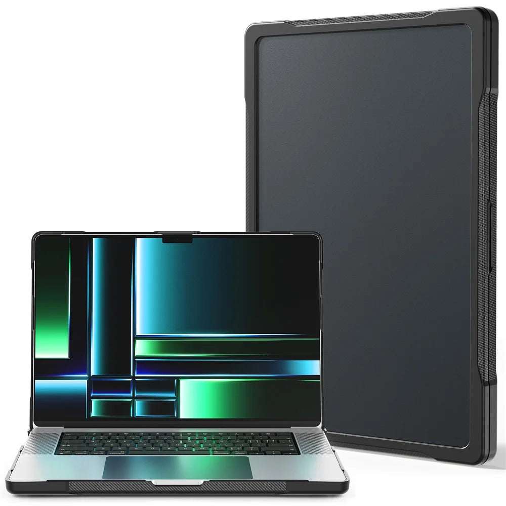 For MacBook Pro 14 inch (2026) A3427 A3426 / (2025) A3434 A3112 A3185 A3401 / (2024) A2918 A2992 / (2023) A2779 / (2022) / (2021) A2442 Case PC+TPU Anti-Cracking Protective Cover - Transparent Black - 1
