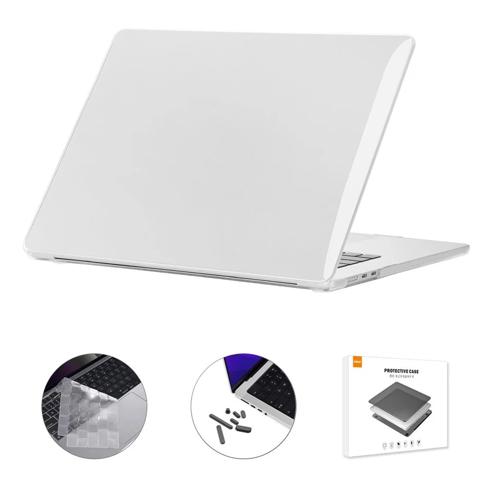 ENKAY HAT PRINCE For Macbook Air 15 inch (2025) / (2023) A2941 / A3114 (EU Version) Hard PC Laptop Case with TPU Film + Plugs - Transparent - 1