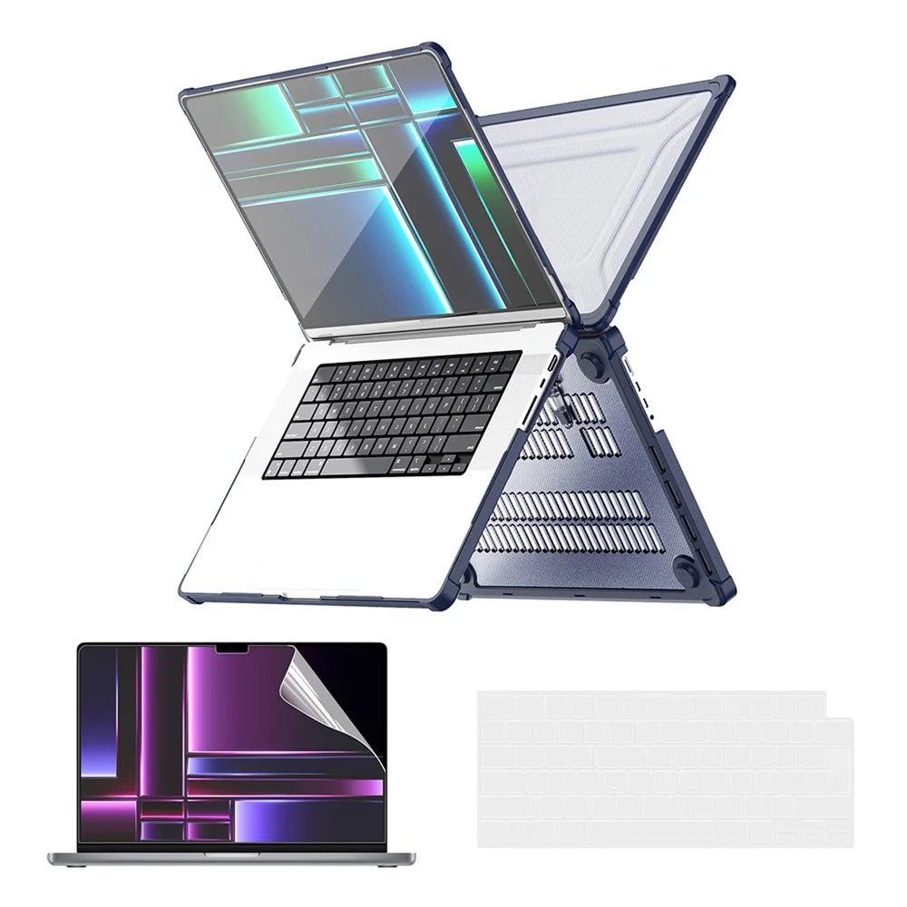 ENKAY HAT PRINCE Hard PC Case for MacBook Pro 14 inch (2026) A3427 A3426 / (2025) A3434 A3112 A3185 A3401 / (2024) A2918 A2992 / (2023) A2779 / (2022) / (2021) A2442 (EU) Laptop Cover with Kickstand - Dark Blue - 1