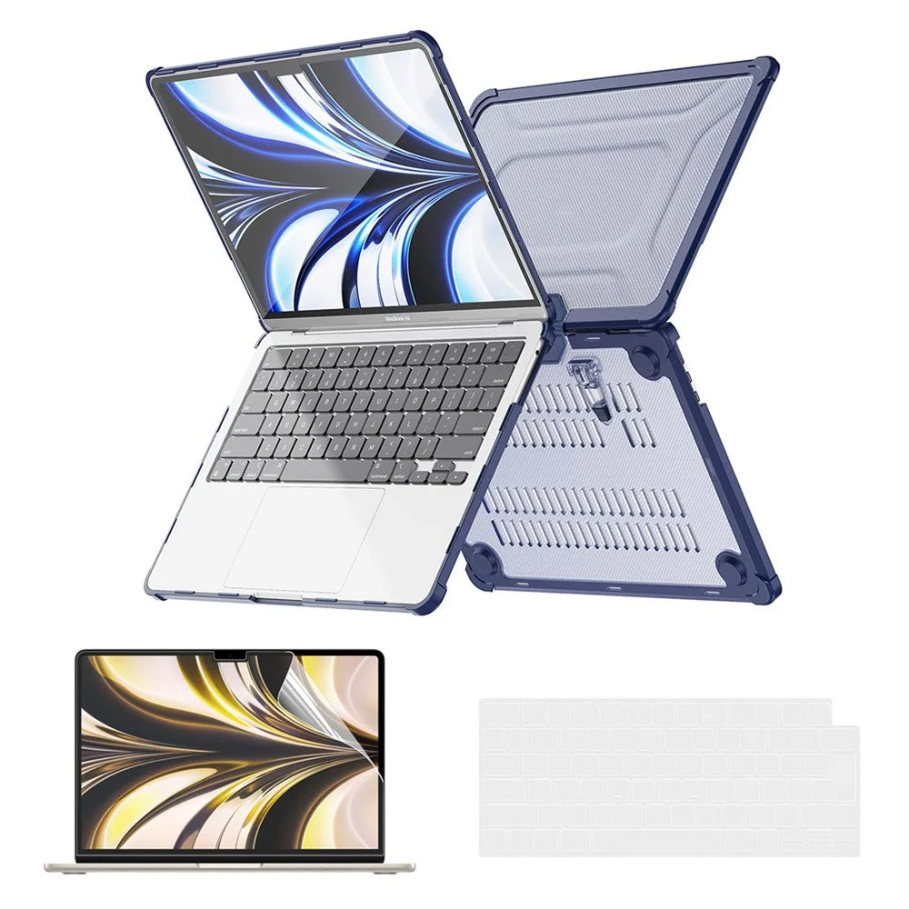 ENKAY HAT PRINCE For MacBook Air 13 inch (2026) A3449 / (2025) A3240 / (2024) A3113 / (2022) A2681 (EU) Hard PC Laptop Case - Dark Blue - 1