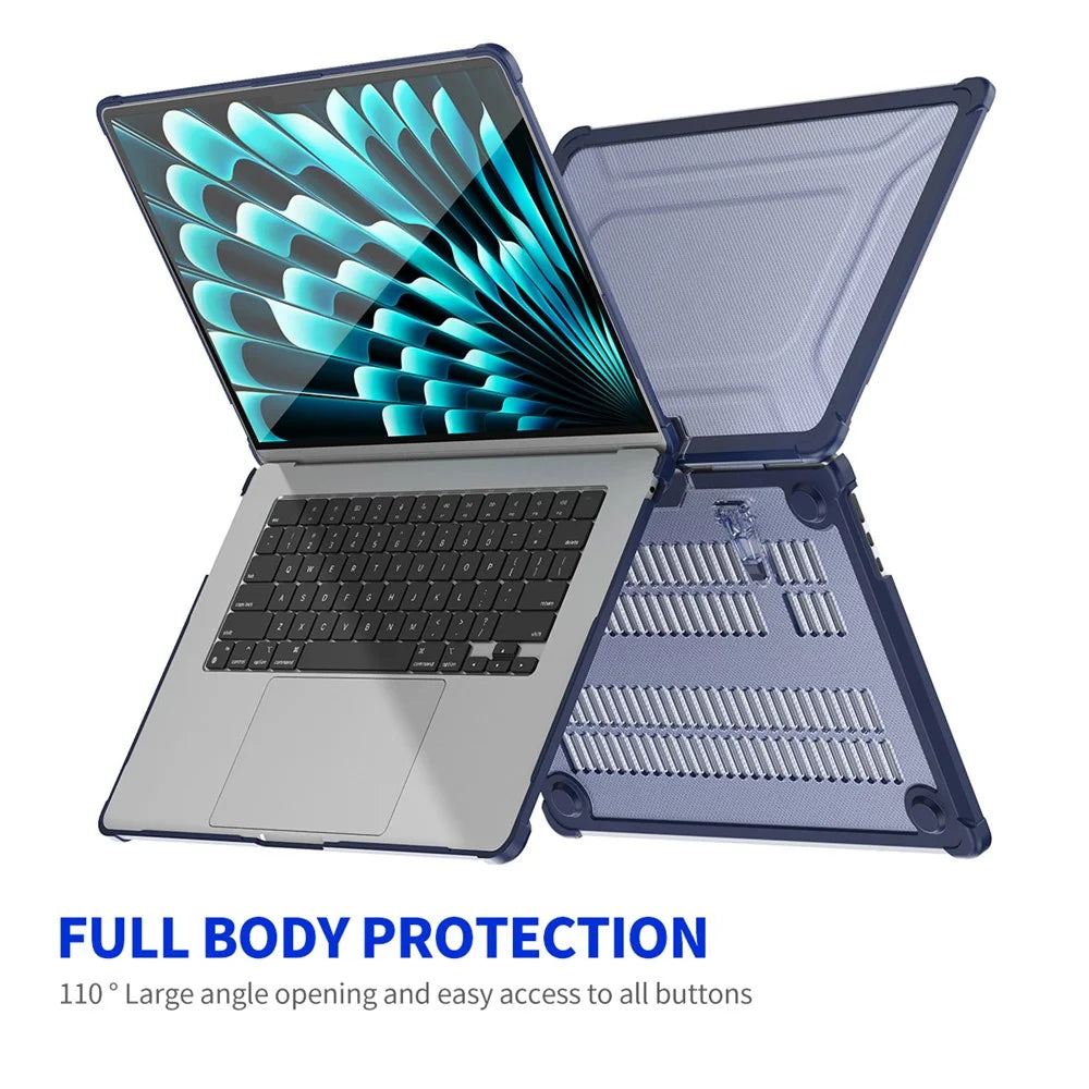 ENKAY HAT PRINCE Slim Hard PC Case for Macbook Air 15 inch (2025) / (2024) / (2023) A2941 (EU Version) Laptop Cover with Kickstand - Dark Blue - 2
