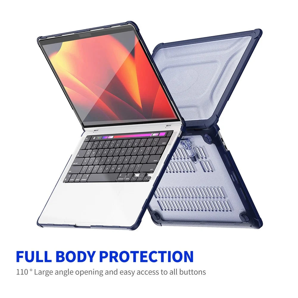 ENKAY HAT PRINCE For MacBook Pro 13 inch (2020) A2251 / A2289 / A2338 (EU Version) Kickstand Slim Case Laptop Shockproof Hard PC Cover - Dark Blue - 2