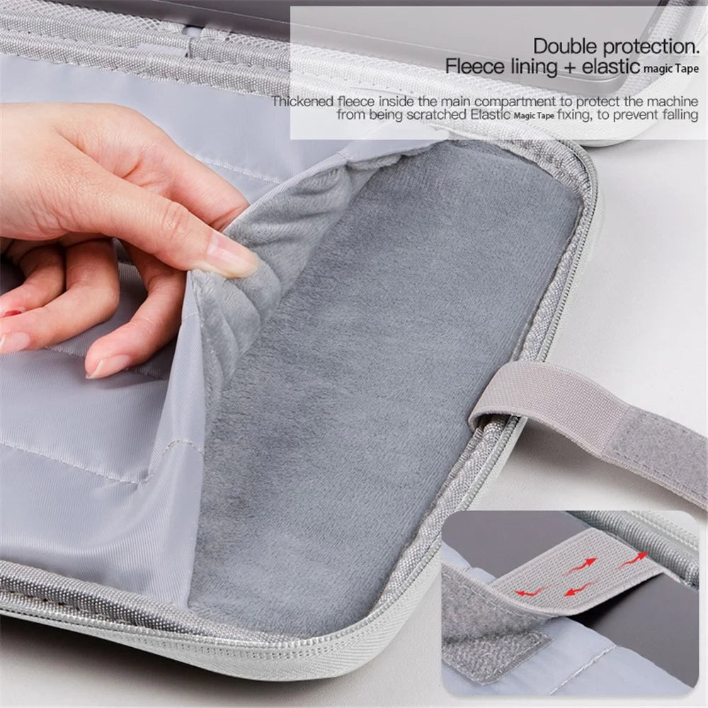 11-inch Laptop Handbag Waterproof Nylon 180 Degree Opening Soft Lining Carrying Pouch - White - 5