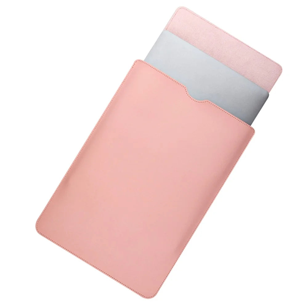 13-inch PU Leather Slim Laptop Bag Soft Lining Anti-scratch Notebook Sleeve - Milk Tea Pink - 1