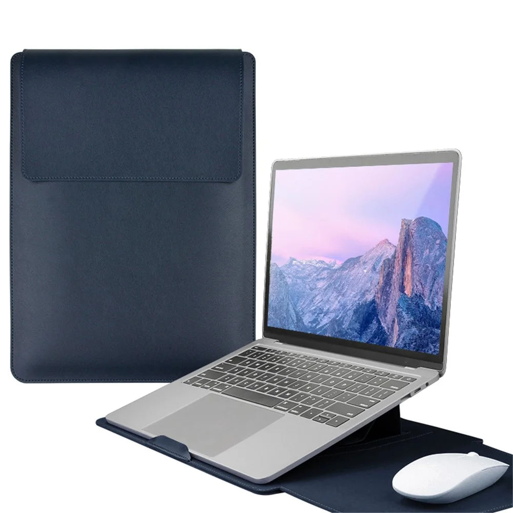 14-inch Laptop Bag Waterproof Adjustable Stand Carrying Pouch - Navy Blue - 1